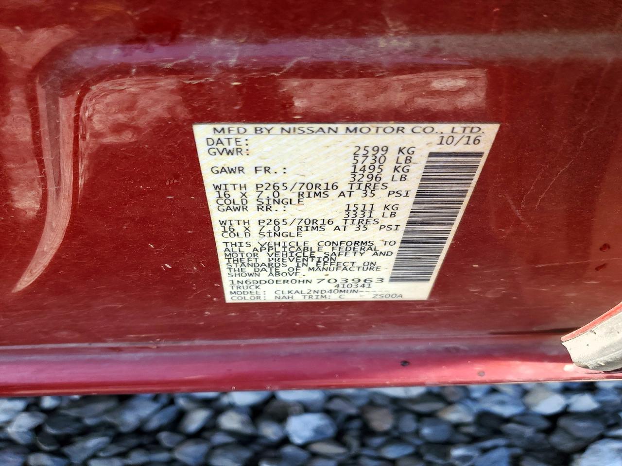 2017 NISSAN FRONTIER SV photo 25