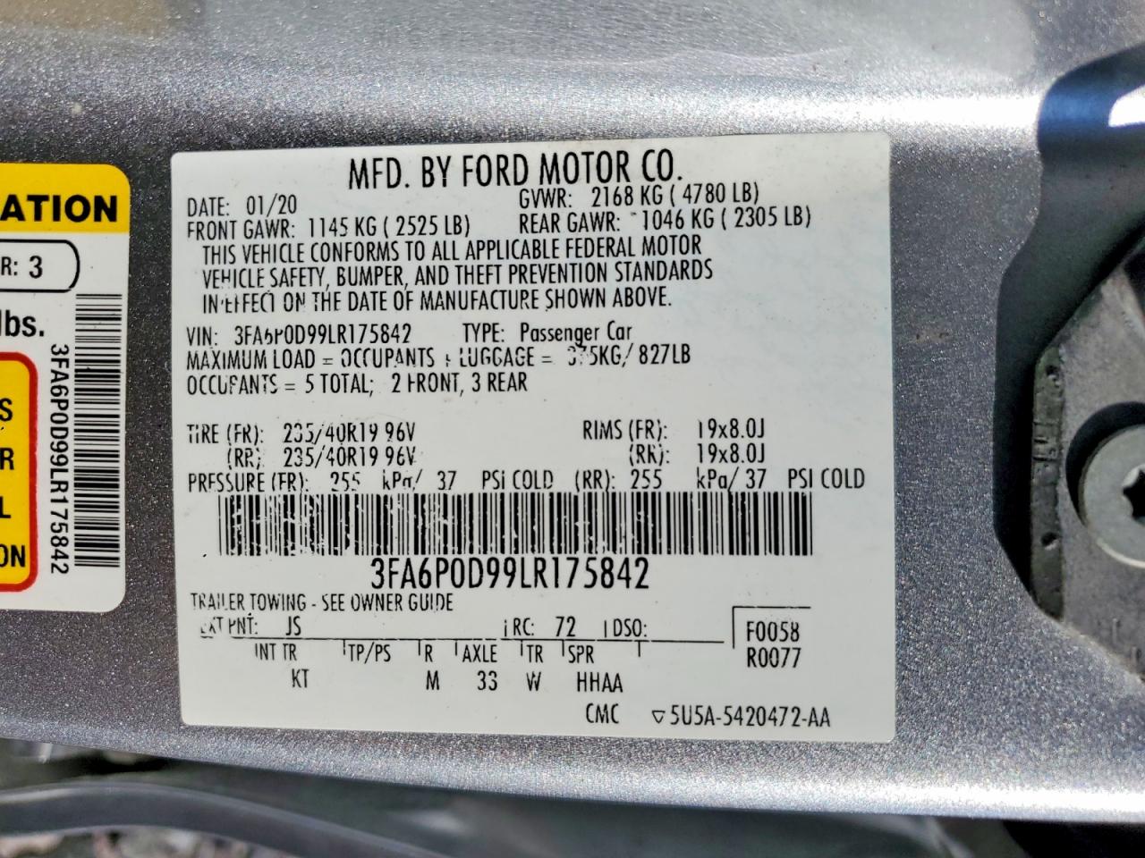 2020 FORD FUSION TITANIUM photo 23