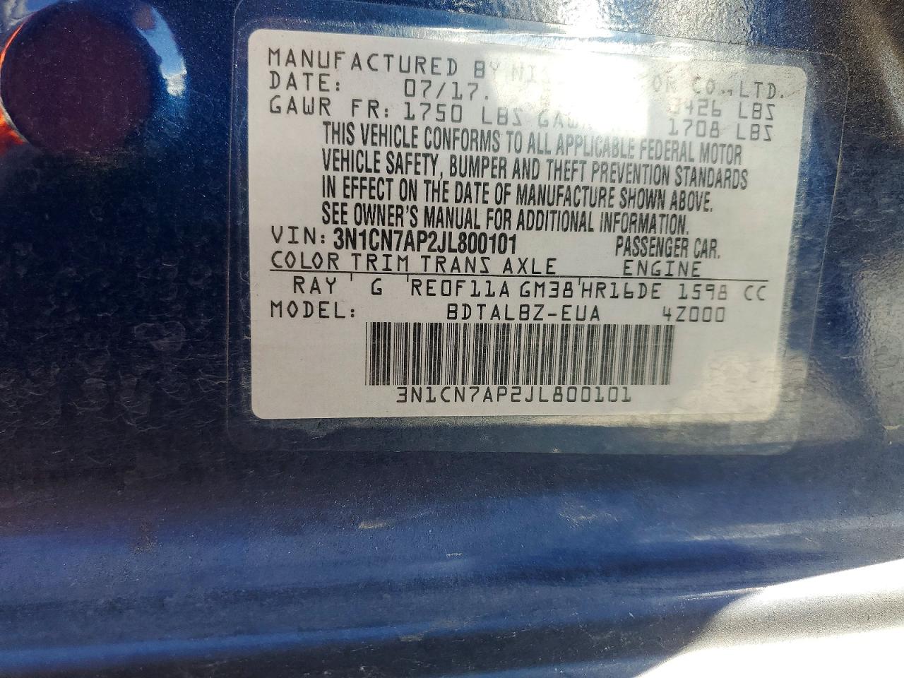 2018 NISSAN VERSA SV photo 23