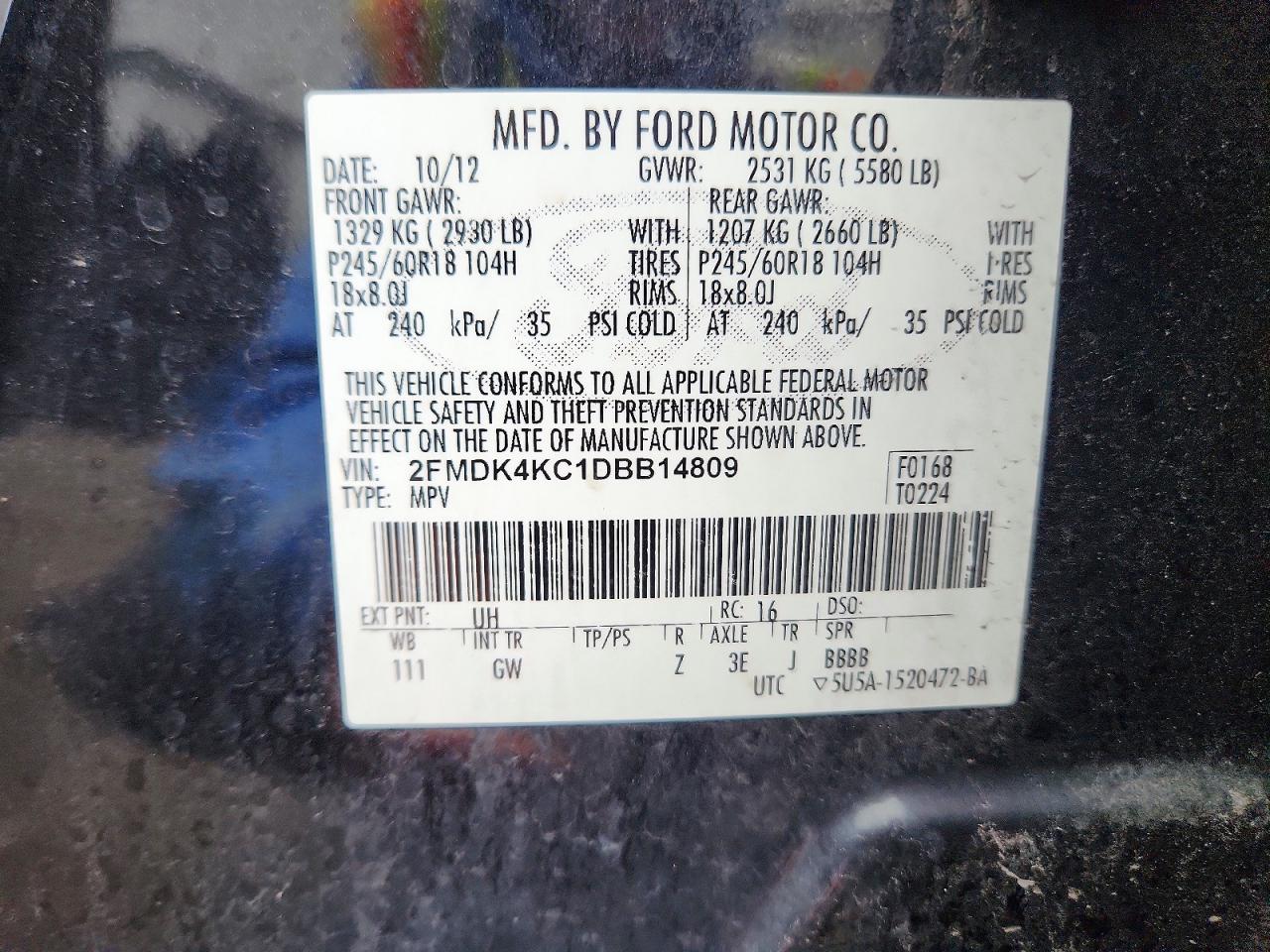 2013 FORD EDGE LIMITED photo 25