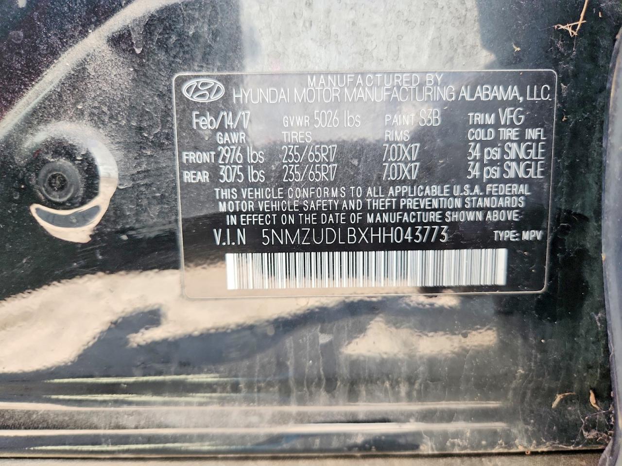 2017 HYUNDAI SANTA FE SPORT 2.4L photo 37