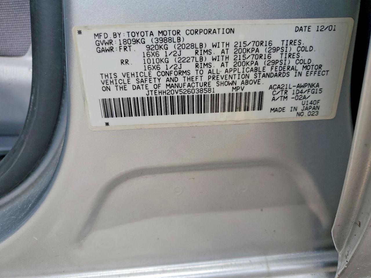 2002 TOYOTA RAV4 BASE photo 37