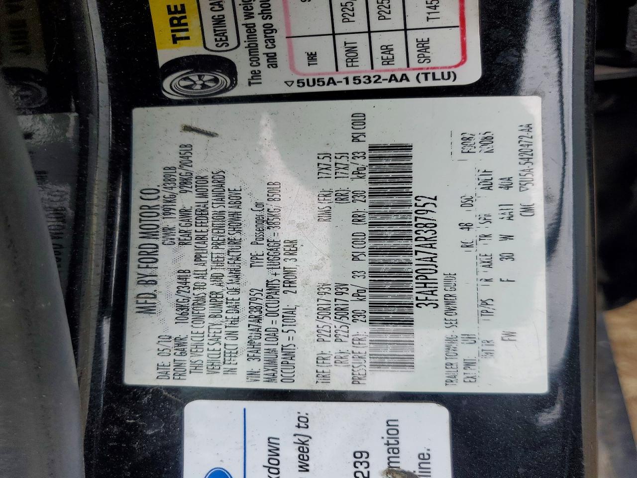 2010 FORD FUSION SEL photo 13