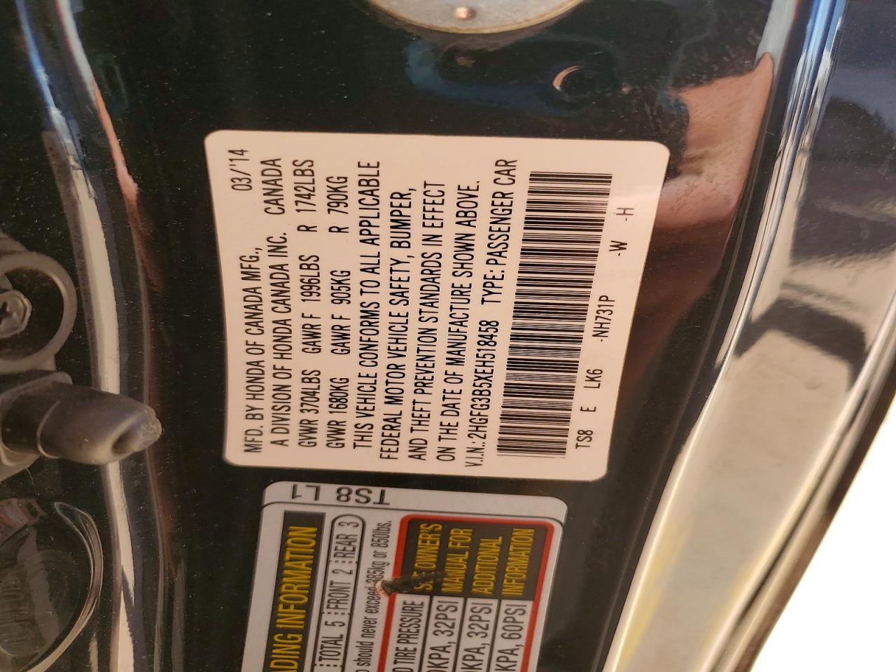 2014 HONDA CIVIC LX photo 23
