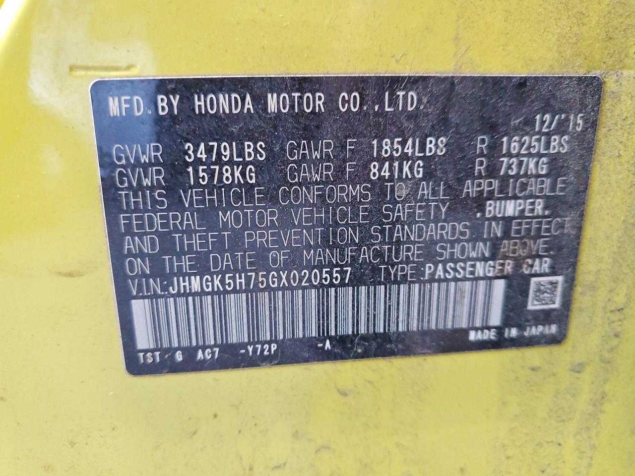 2016 HONDA FIT EX photo 13