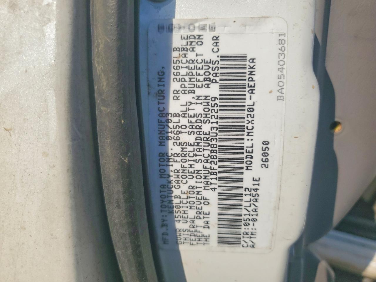 2003 TOYOTA AVALON XL photo 23