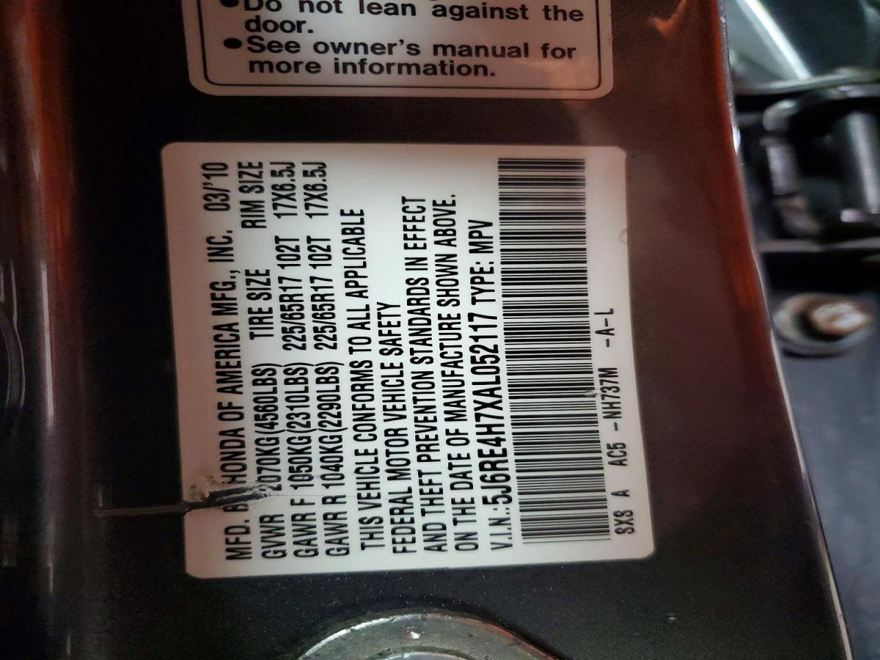 2010 HONDA CR-V EXL photo 37