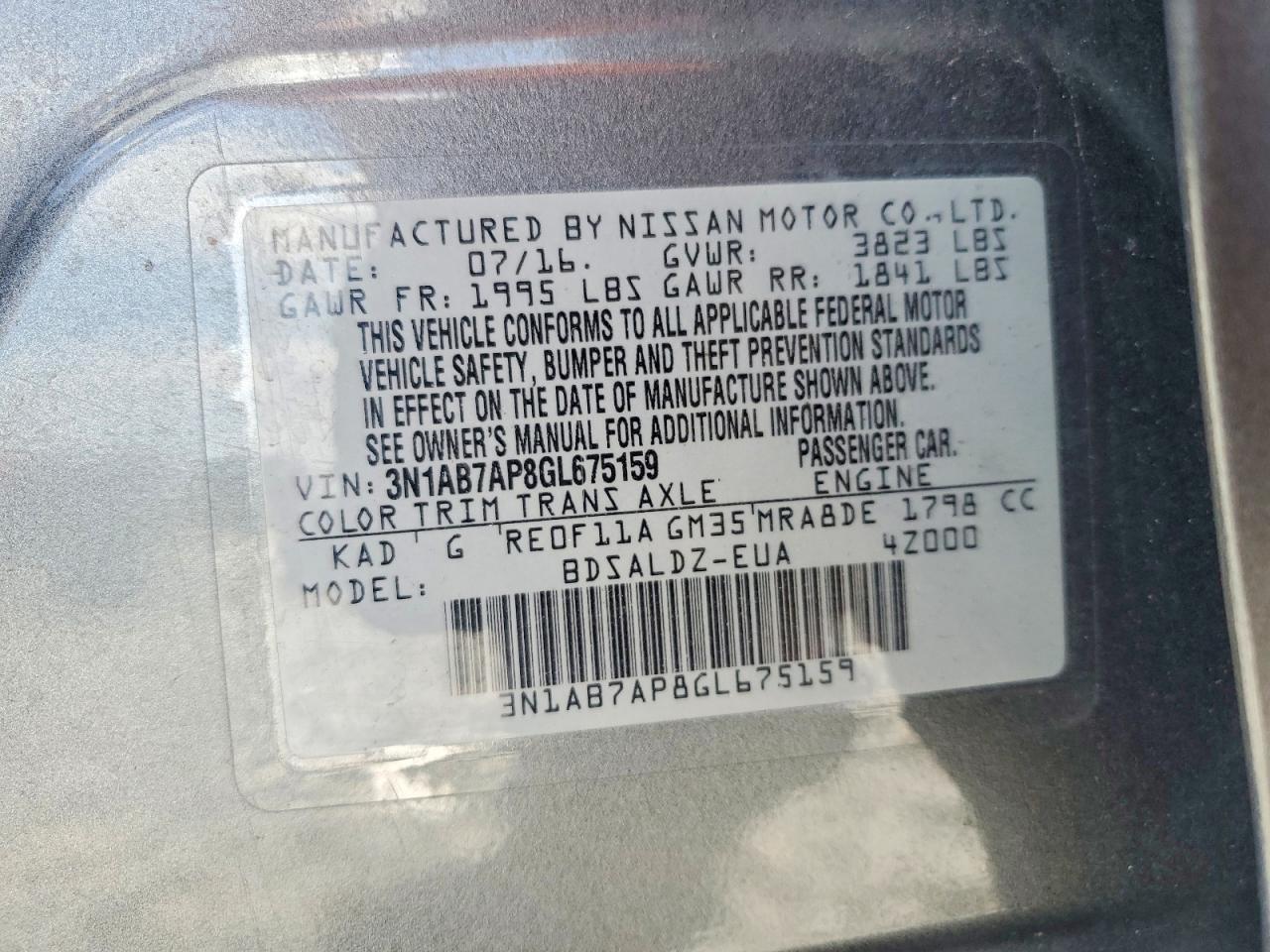 2016 NISSAN SENTRA SV photo 13