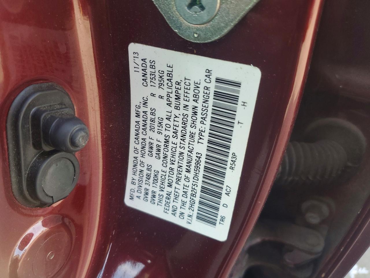 2013 HONDA CIVIC LX photo 34