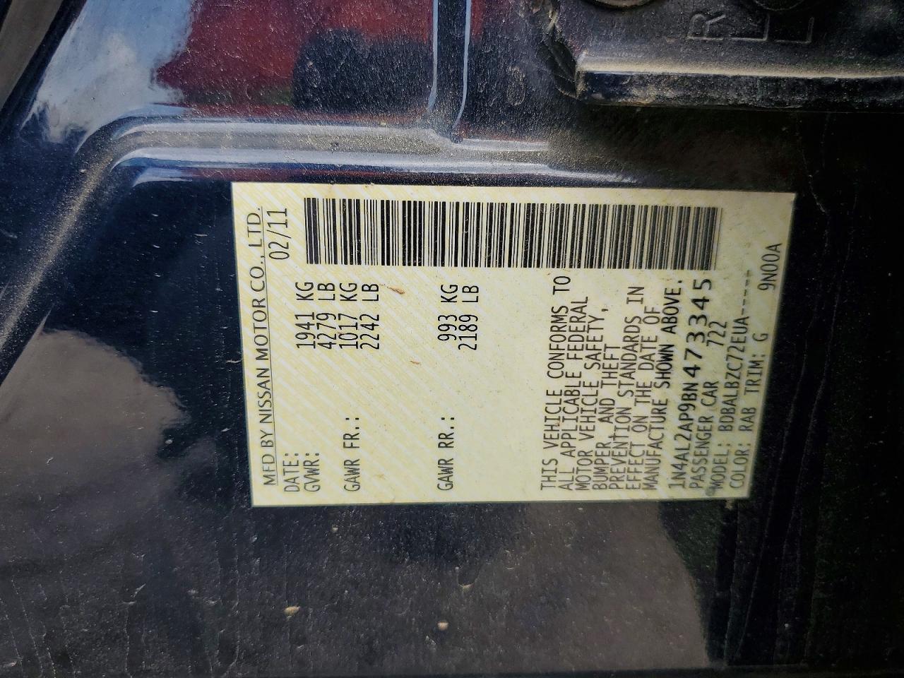 2011 NISSAN ALTIMA 2.5 photo 13