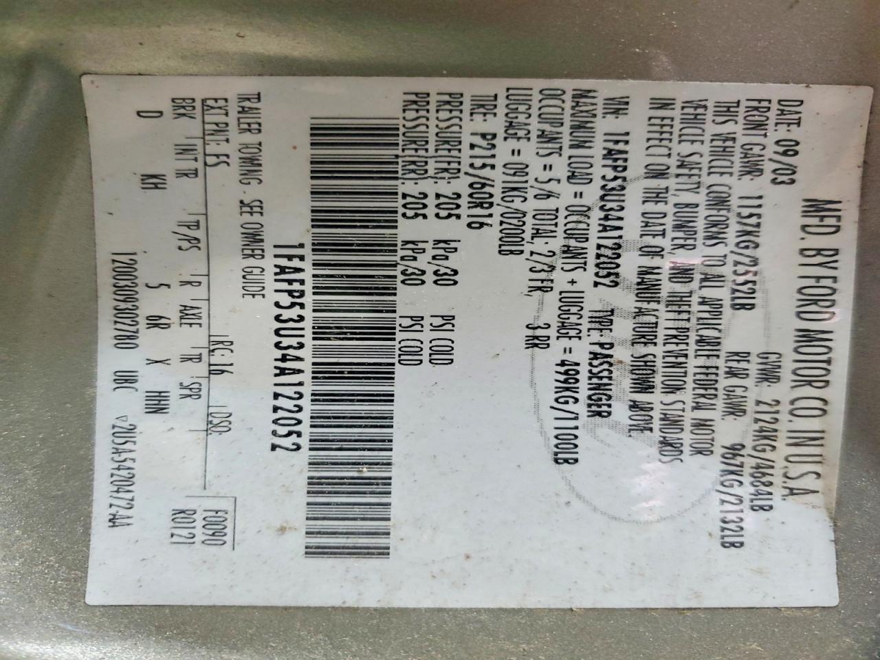 2004 FORD TAURUS SE photo 25