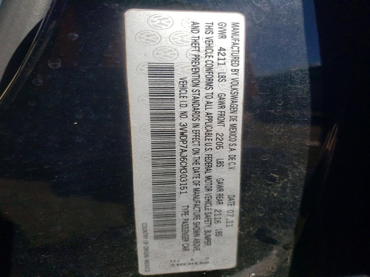 2012 VOLKSWAGEN JETTA SE photo 12