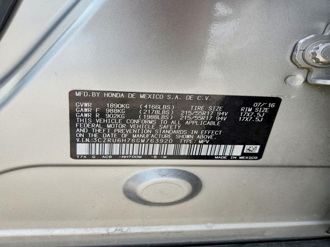 2016 HONDA HR-V EXL photo 23