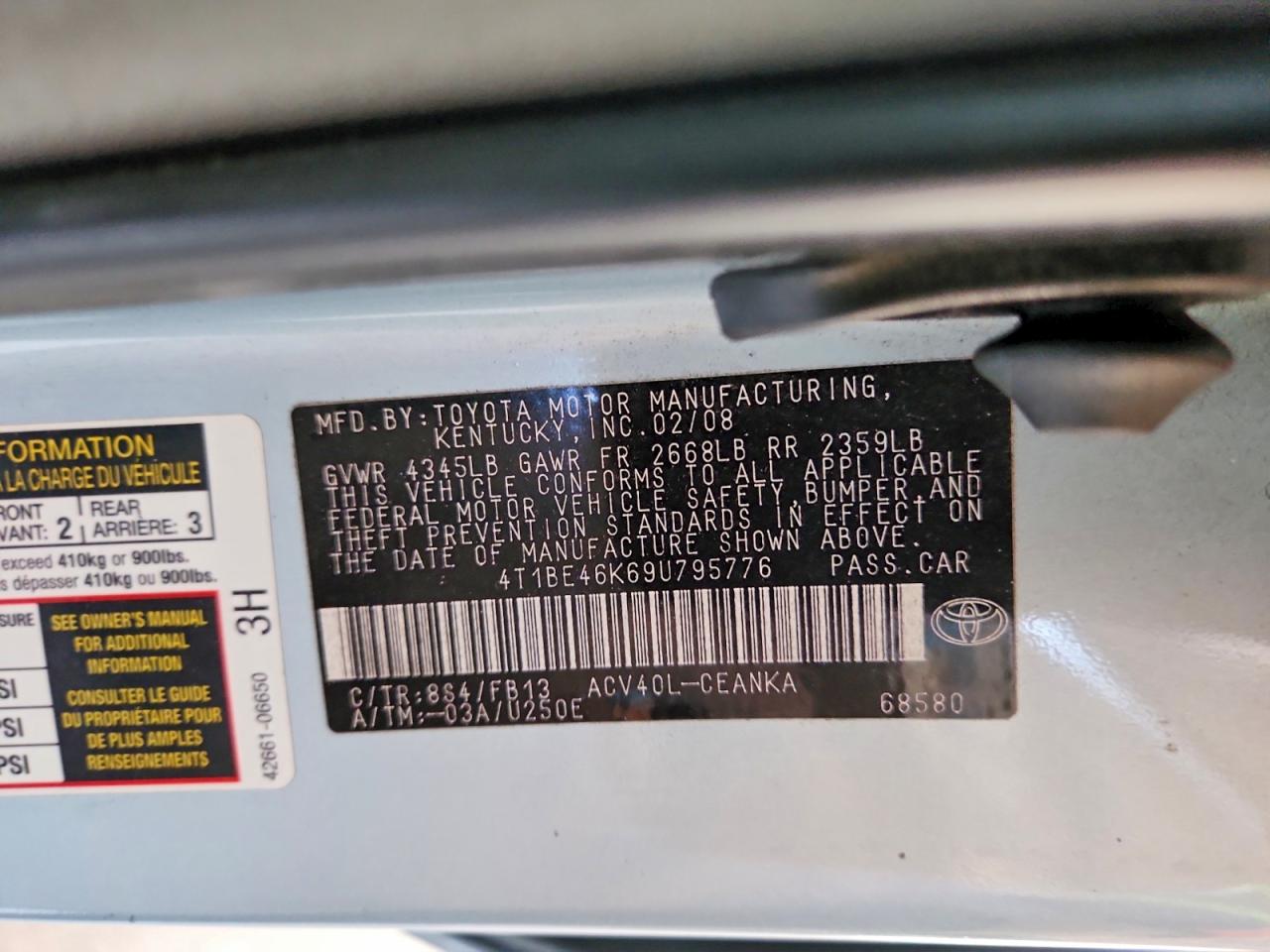 2009 TOYOTA CAMRY LE photo 12