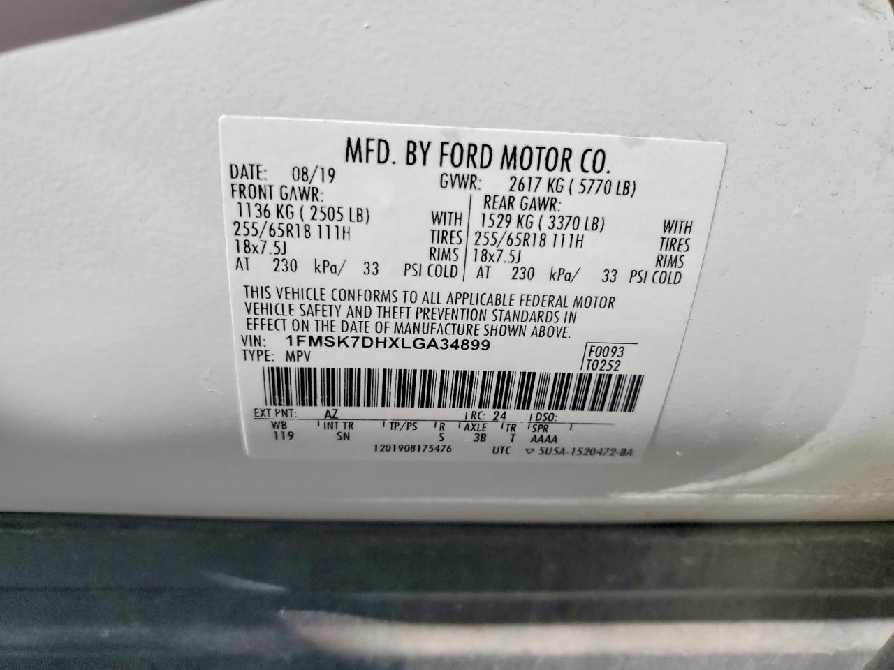 2020 FORD EXPLORER XLT photo 25