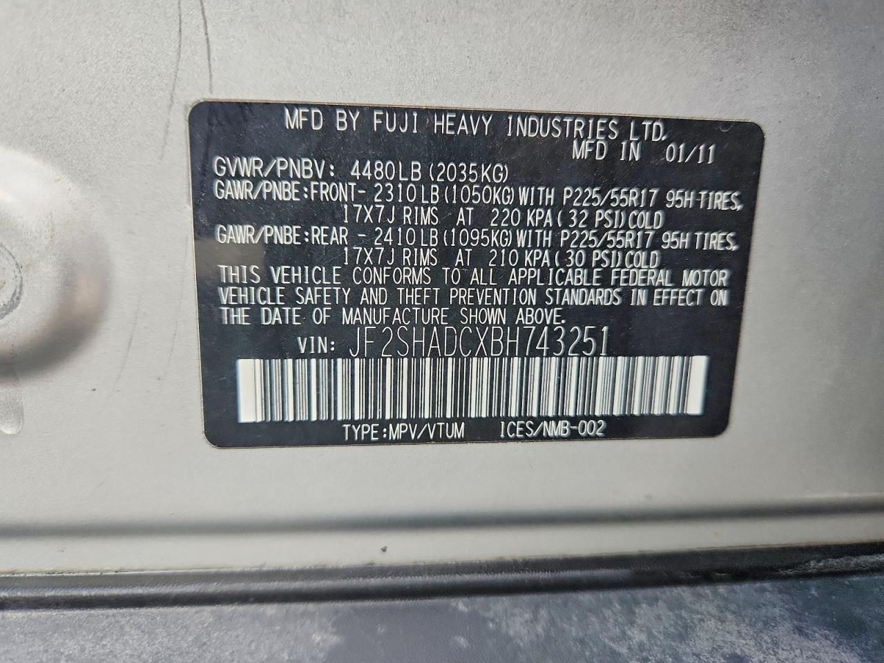 2011 SUBARU FORESTER 2.5X PREMIUM photo 37