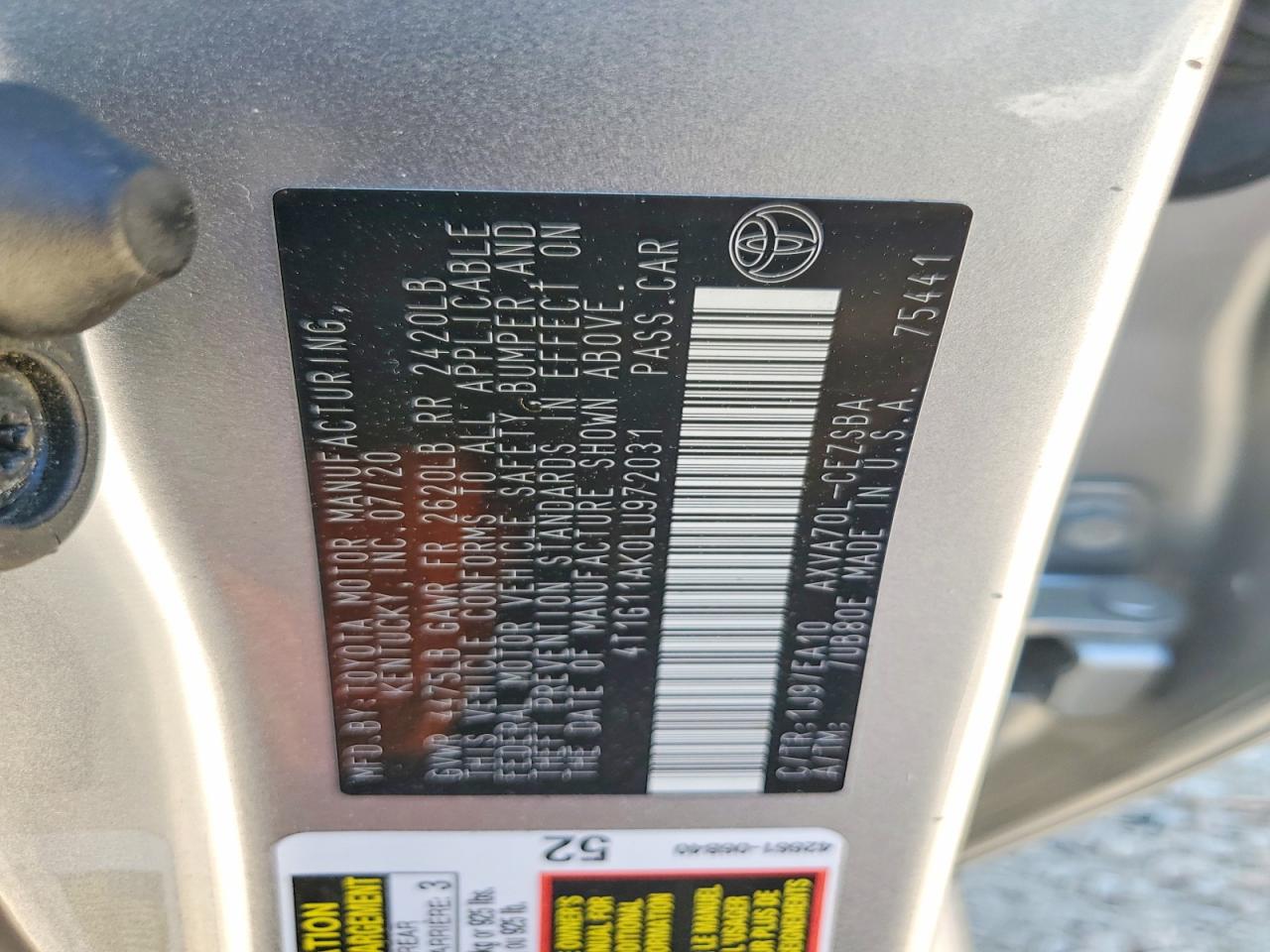 2020 TOYOTA CAMRY SE photo 23