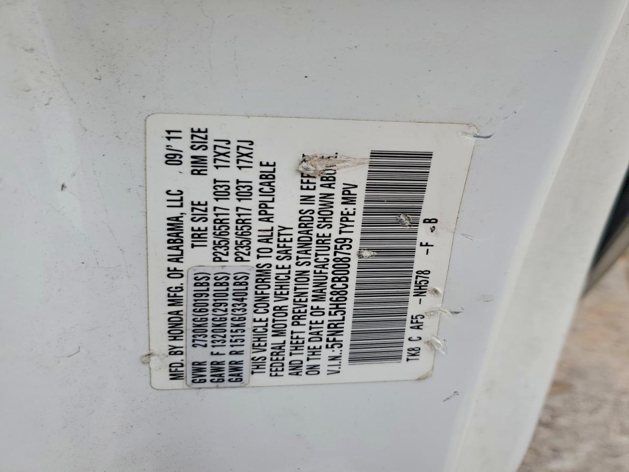 2012 HONDA ODYSSEY EXL photo 37