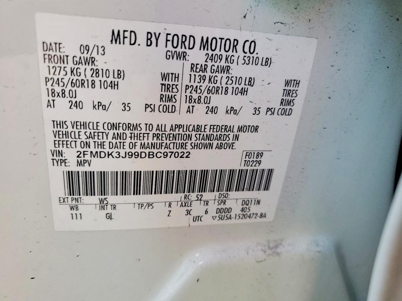 2013 FORD EDGE SEL photo 37