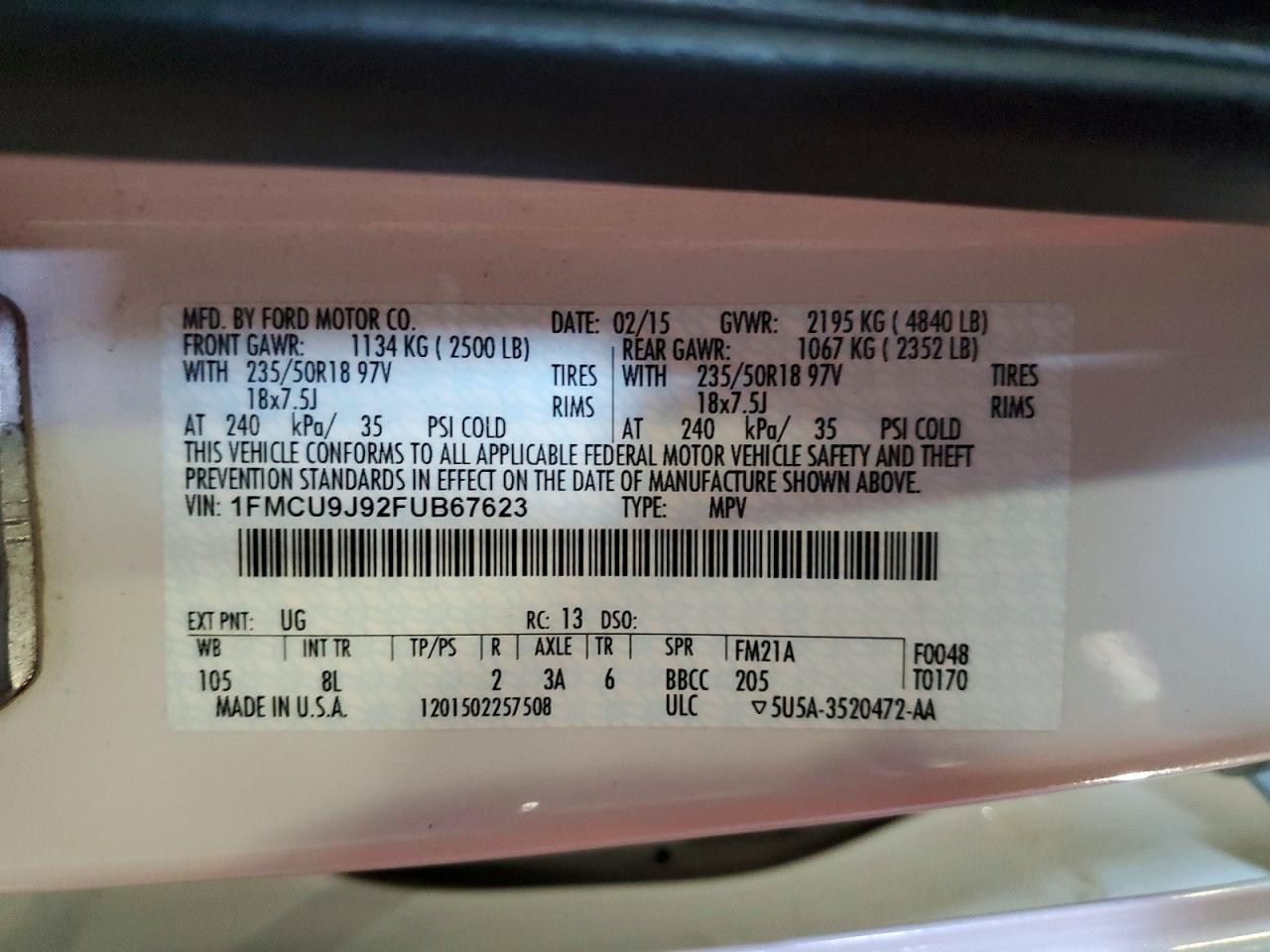 2015 FORD ESCAPE TITANIUM photo 25