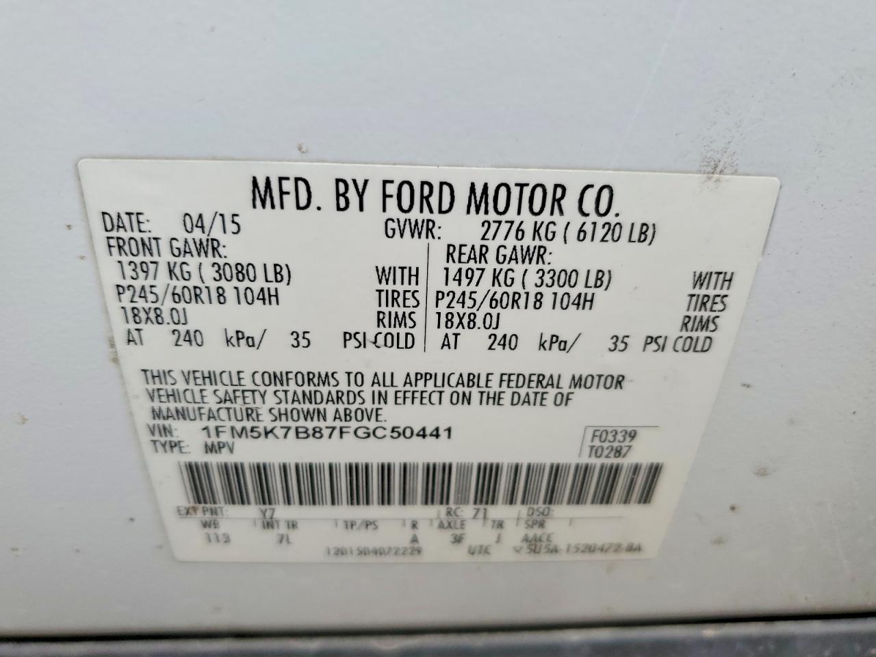 2015 FORD EXPLORER photo 12