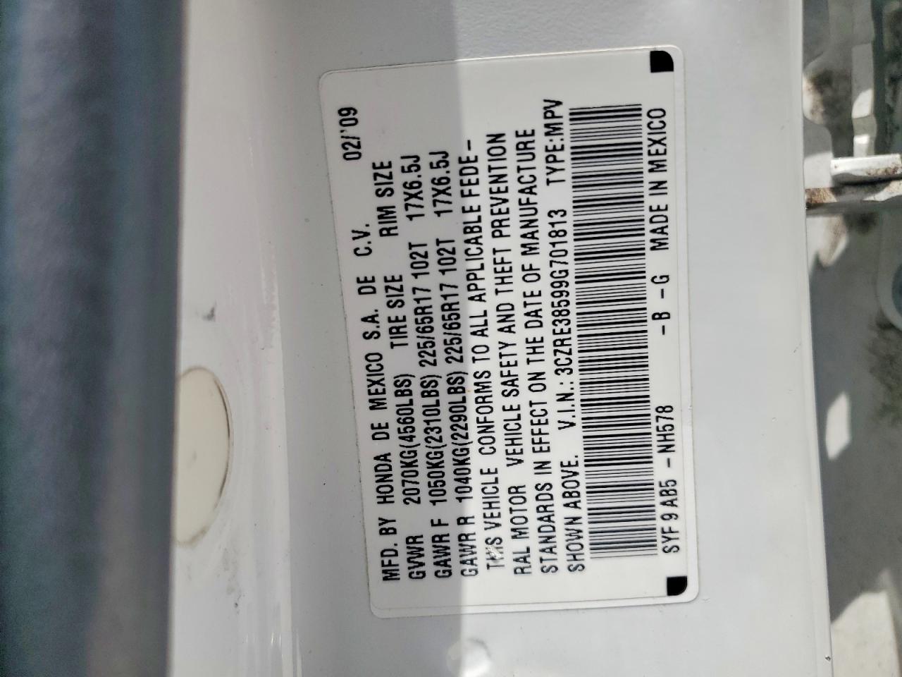 2009 HONDA CR-V EX photo 40