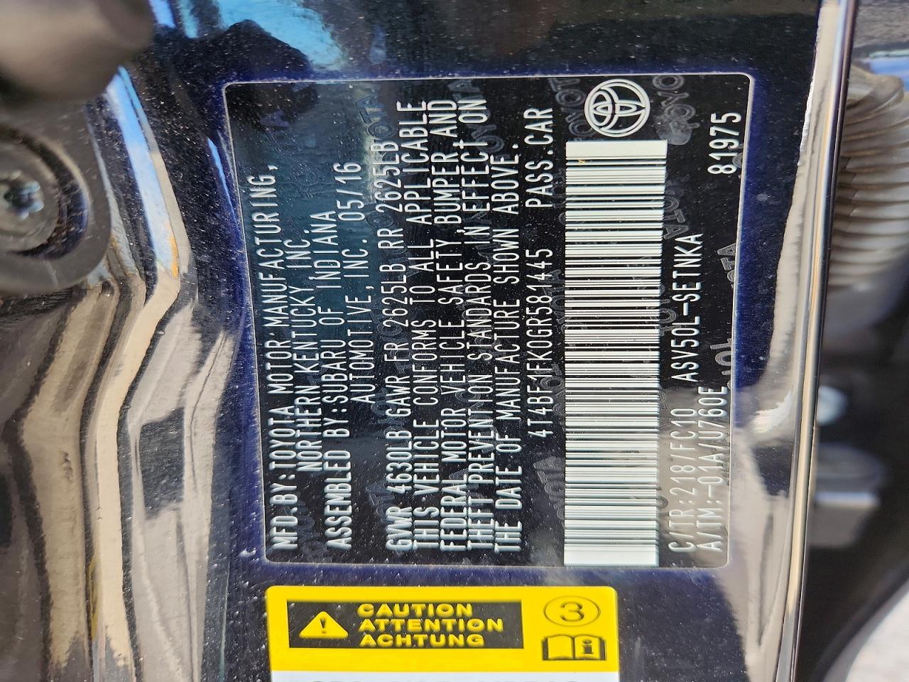2016 TOYOTA CAMRY LE photo 23