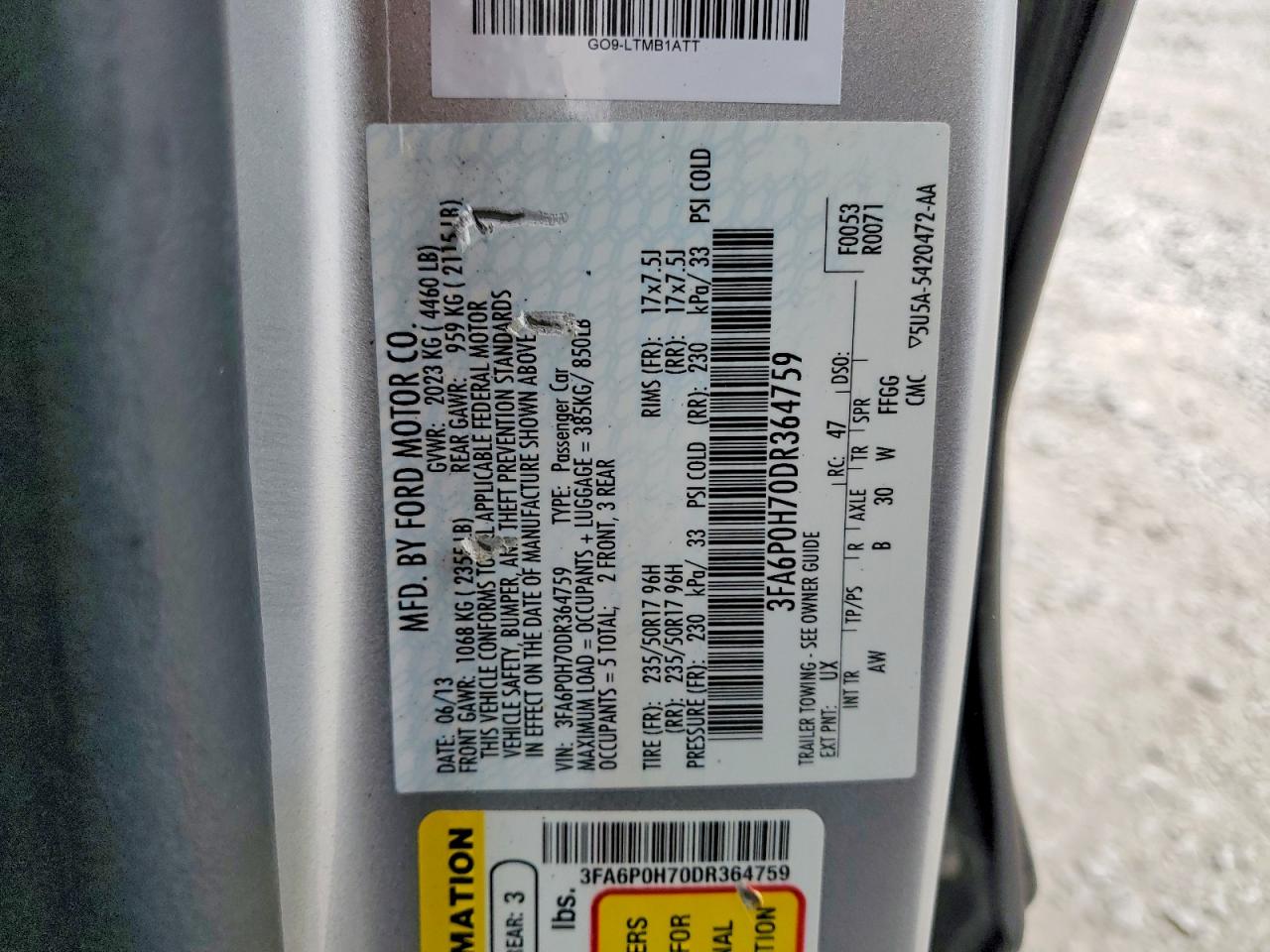 2013 FORD FUSION SE photo 34