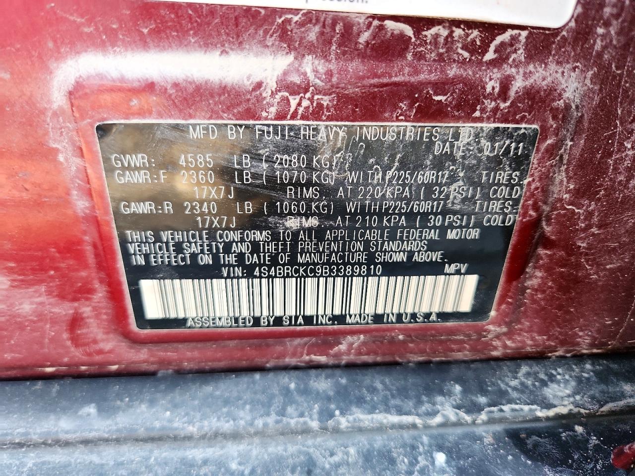 2011 SUBARU OUTBACK 2.5I LIMITED photo 27