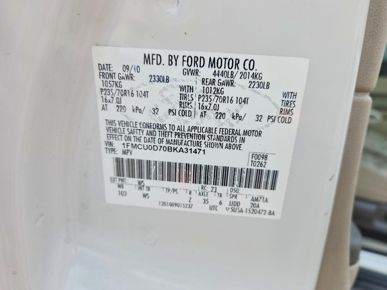 2011 FORD ESCAPE XLT photo 25