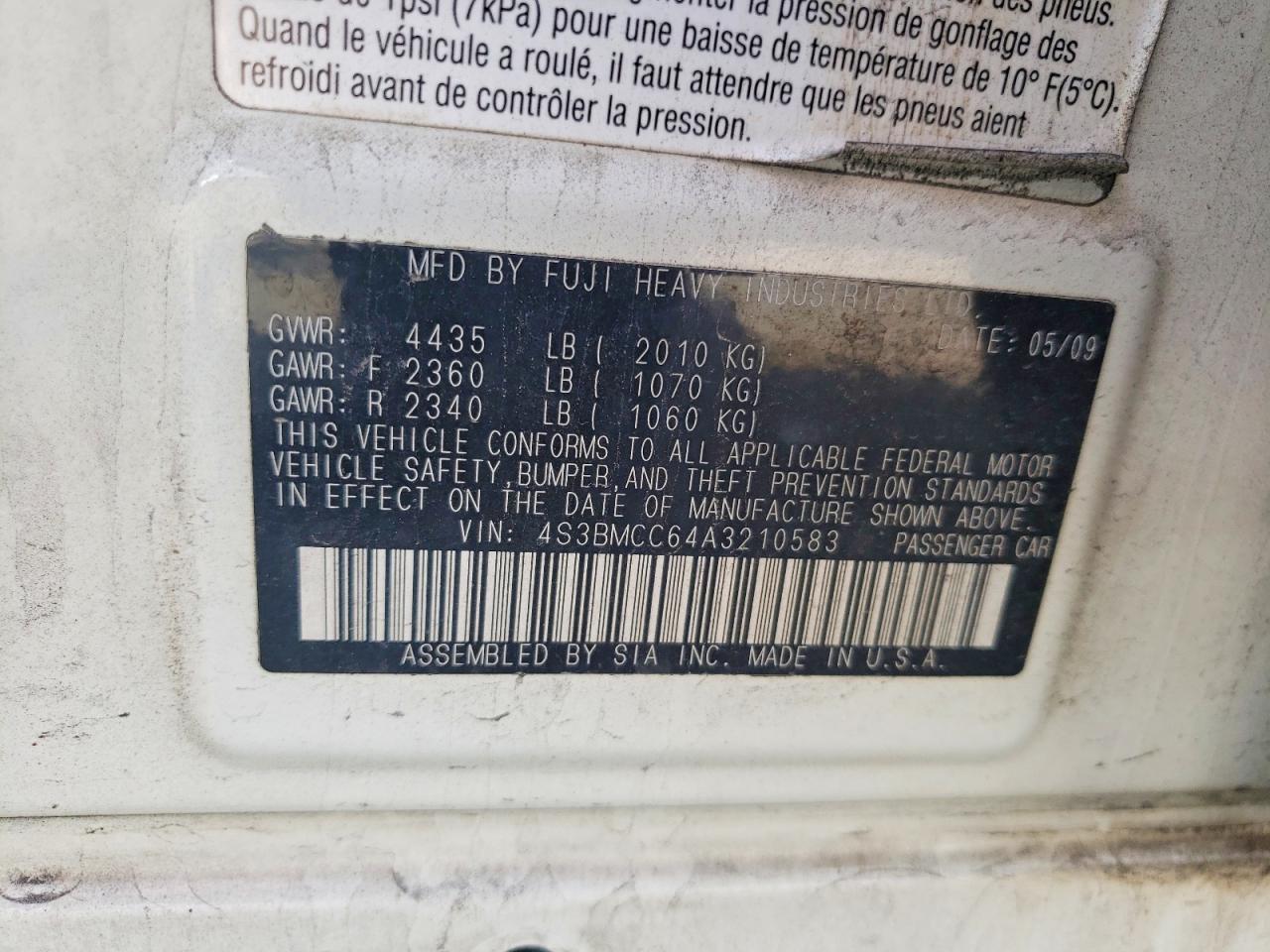 2010 SUBARU LEGACY 2.5I PREMIUM photo 37