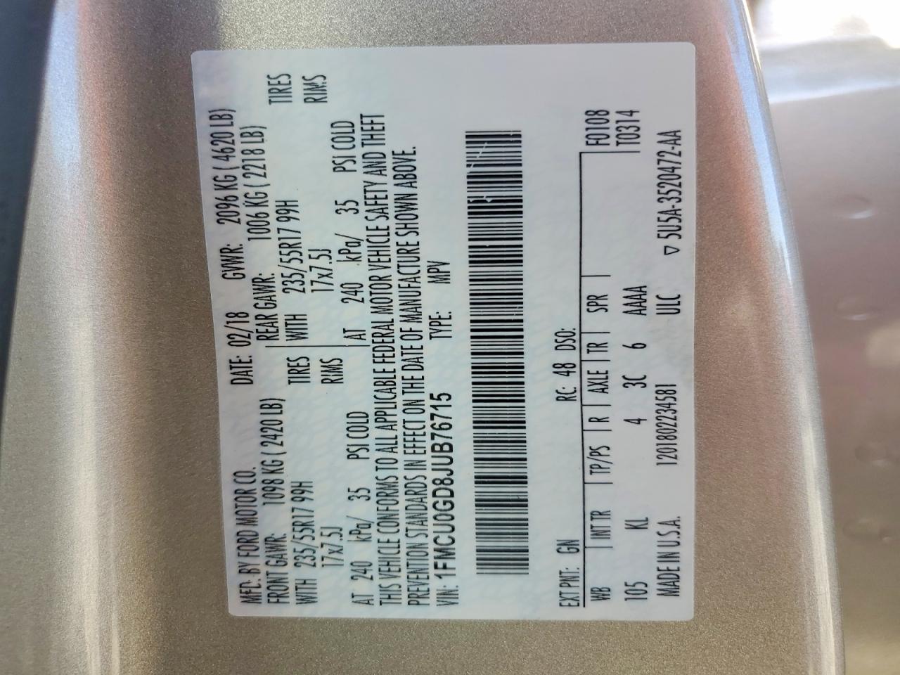 2018 FORD ESCAPE SE photo 25