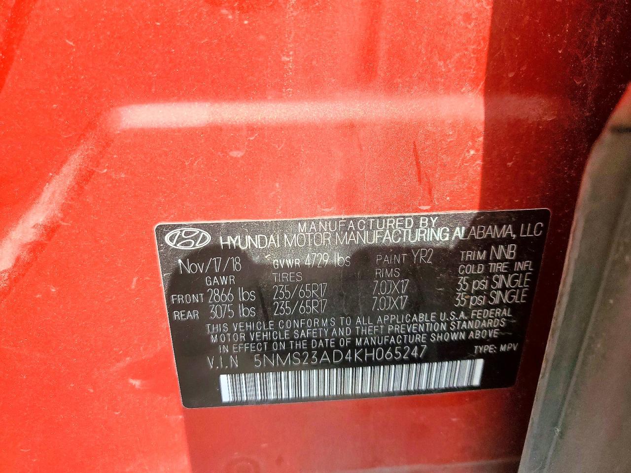 2019 HYUNDAI SANTA FE photo 37