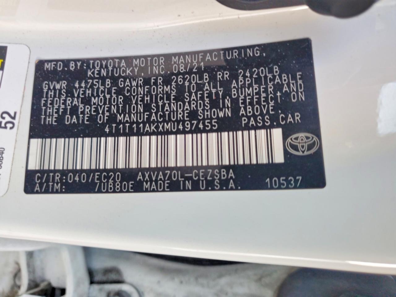 2021 TOYOTA CAMRY SE NIGHTSHADE photo 34