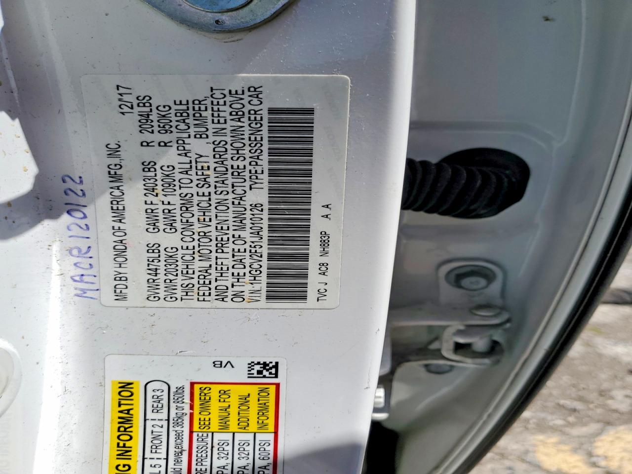 2018 HONDA ACCORD EXL photo 23