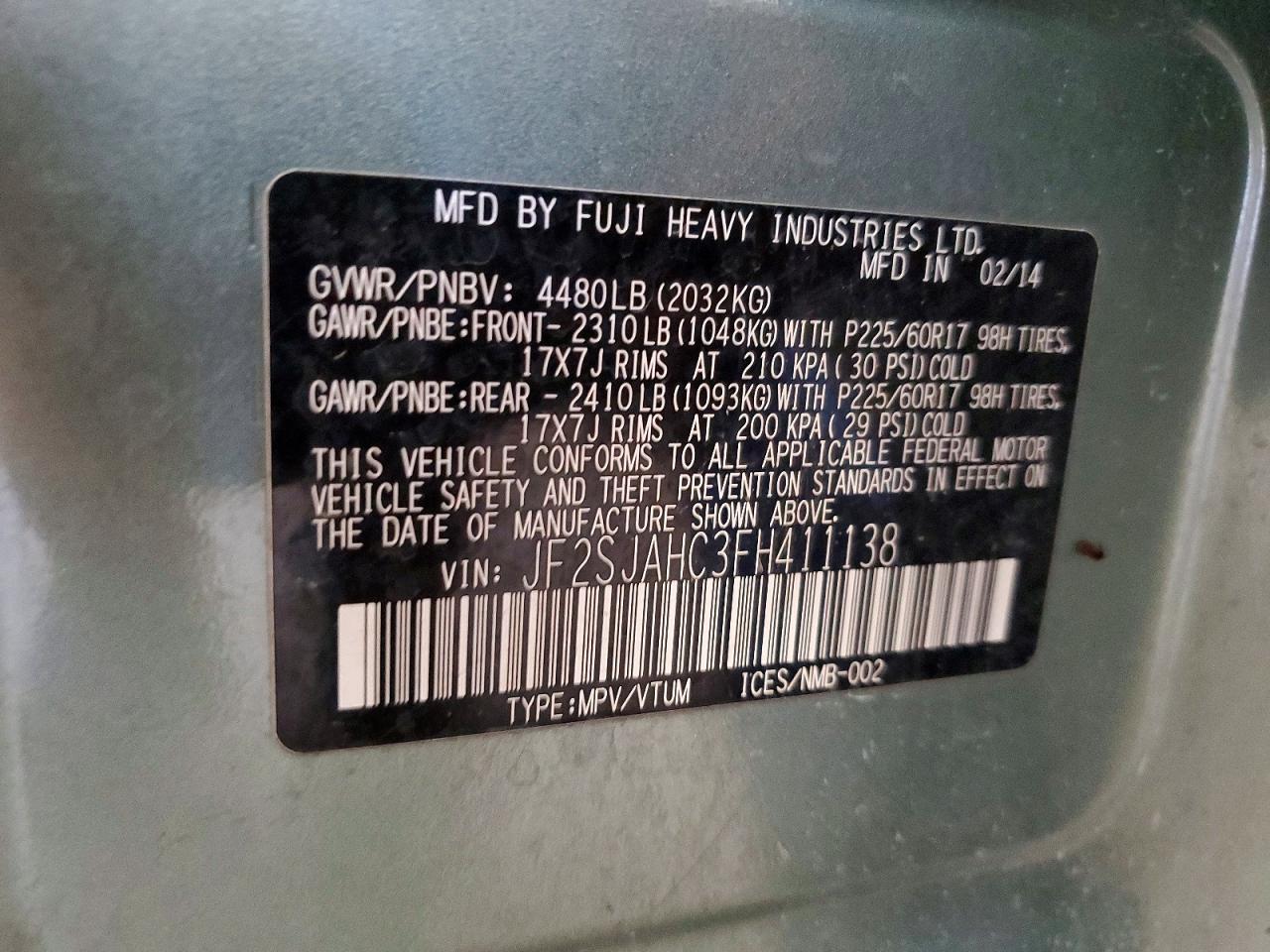 2015 SUBARU FORESTER 2.5I LIMITED photo 13