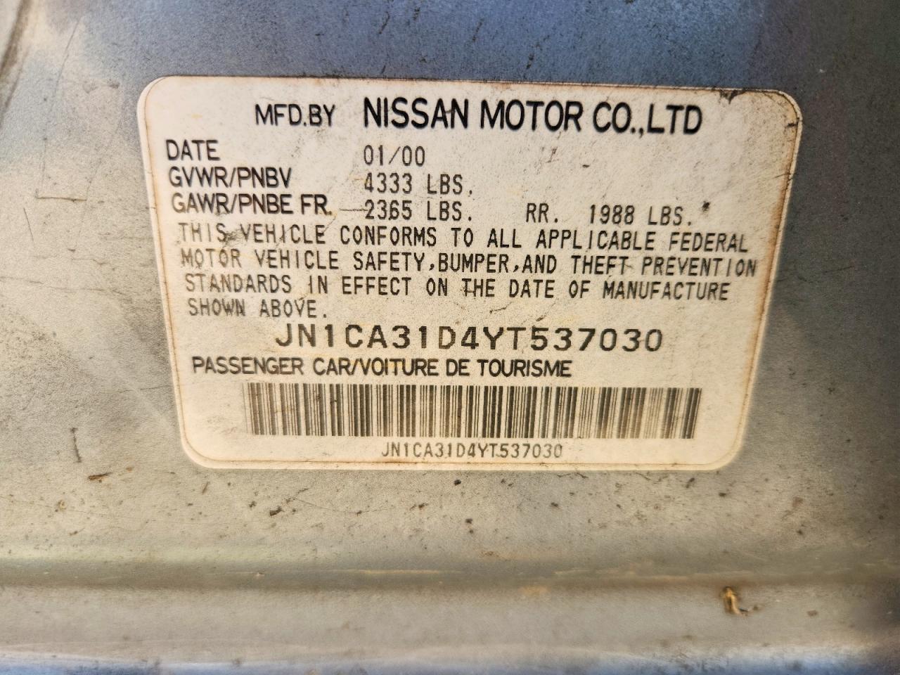 2000 NISSAN MAXIMA GXE photo 25