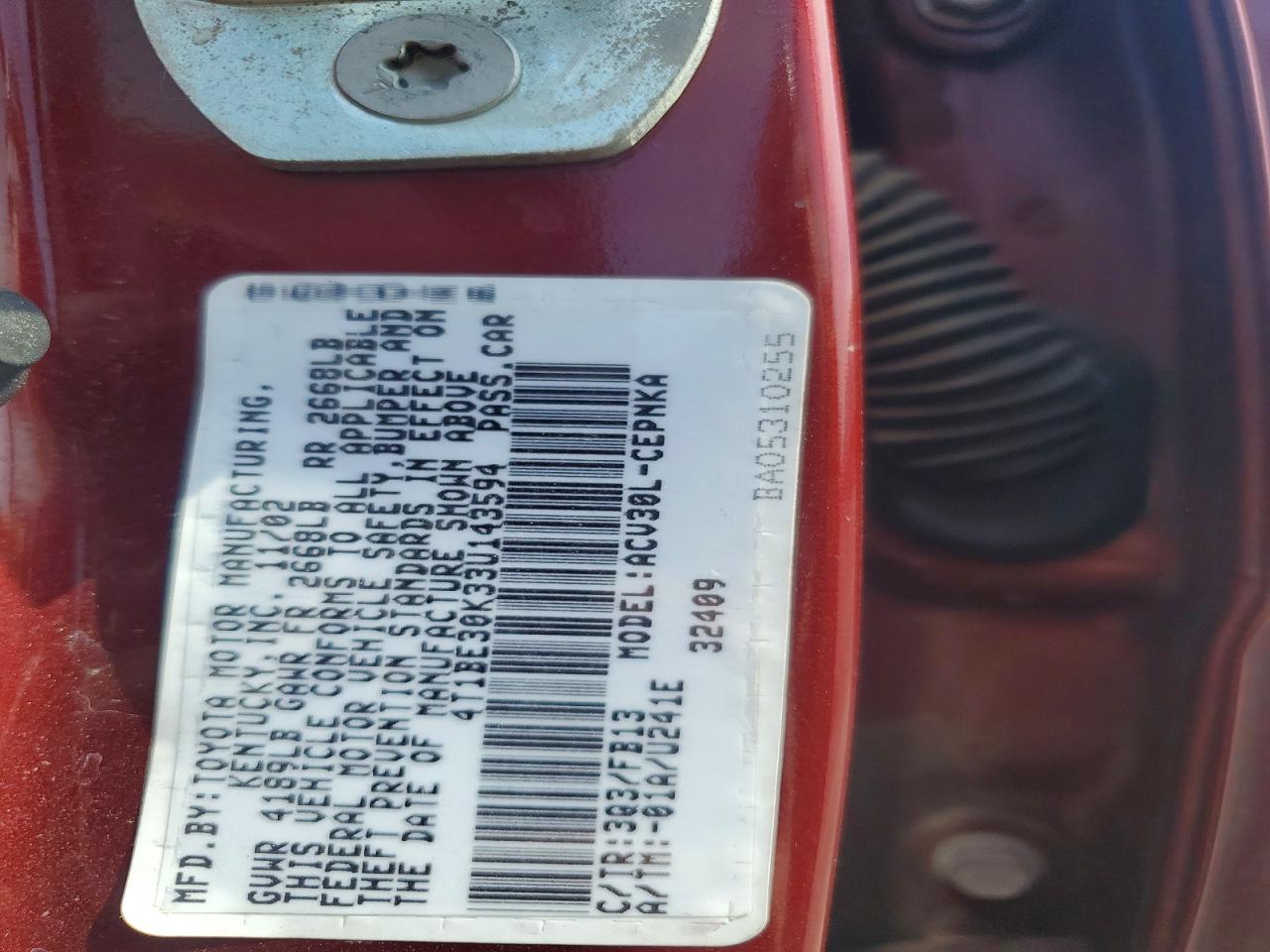 2003 TOYOTA CAMRY LE photo 23