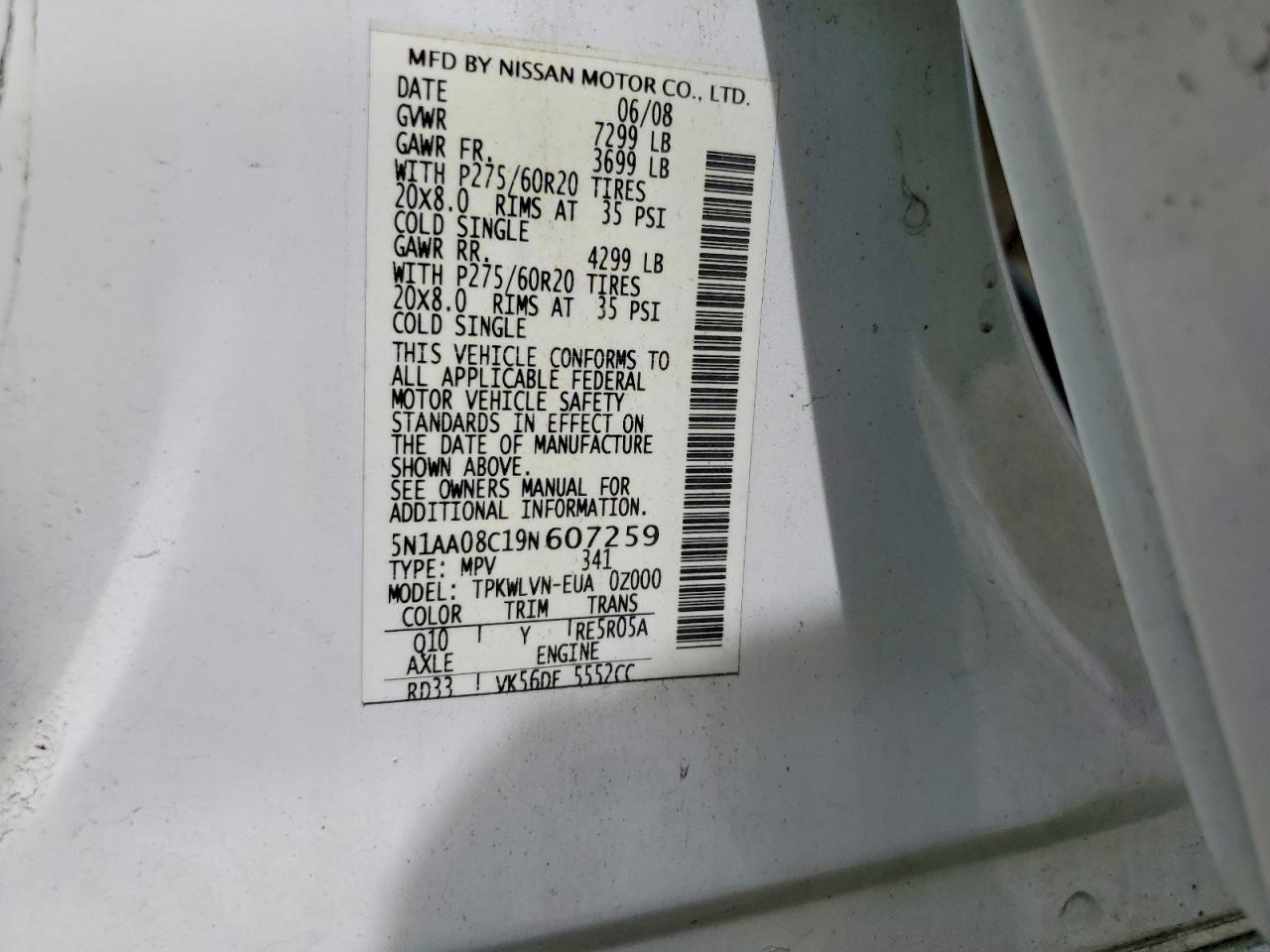 2009 NISSAN ARMADA SE photo 37