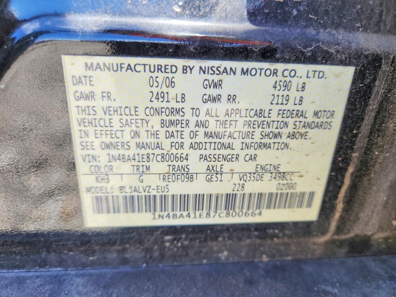 2007 NISSAN MAXIMA 3.5 SE photo 23