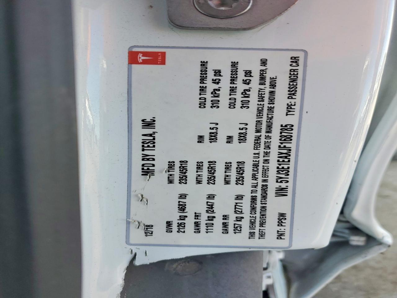 2018 TESLA MODEL 3 photo 23