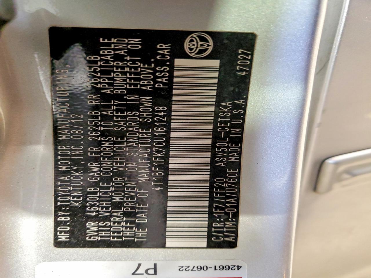 2012 TOYOTA CAMRY SE photo 23