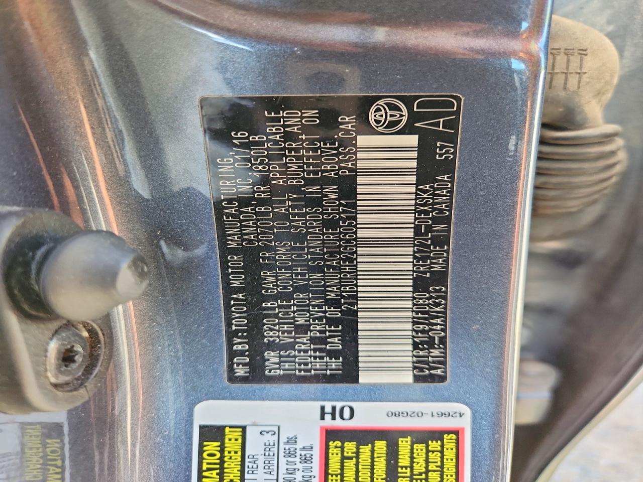 2016 TOYOTA COROLLA S PLUS photo 34