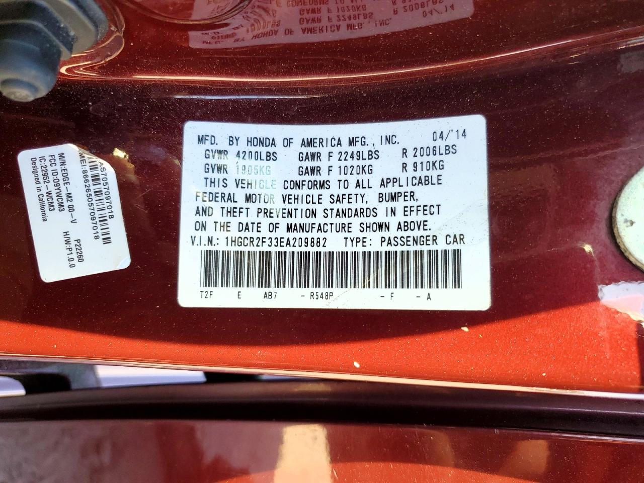 2014 HONDA ACCORD LX photo 37