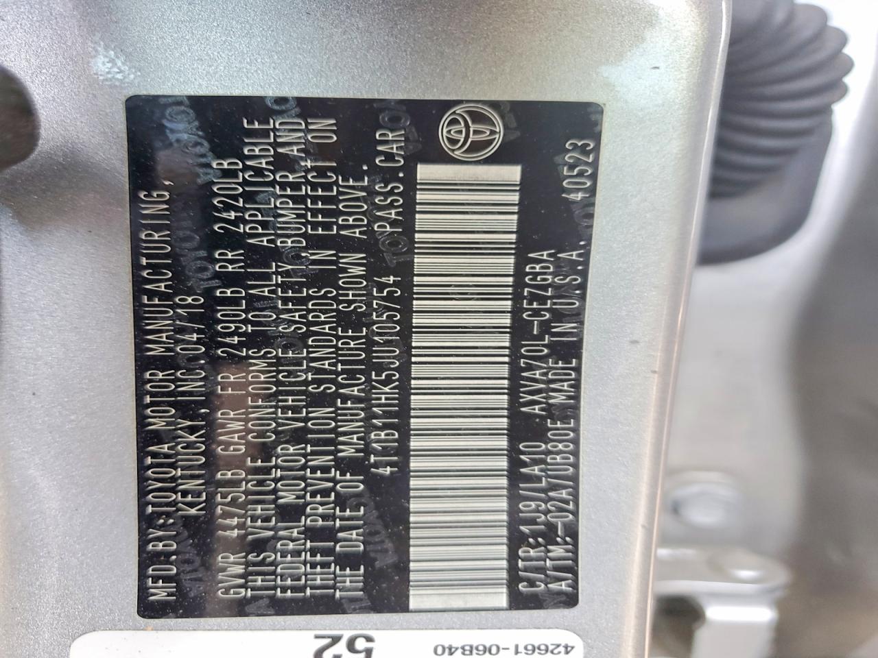 2018 TOYOTA CAMRY XLE photo 23