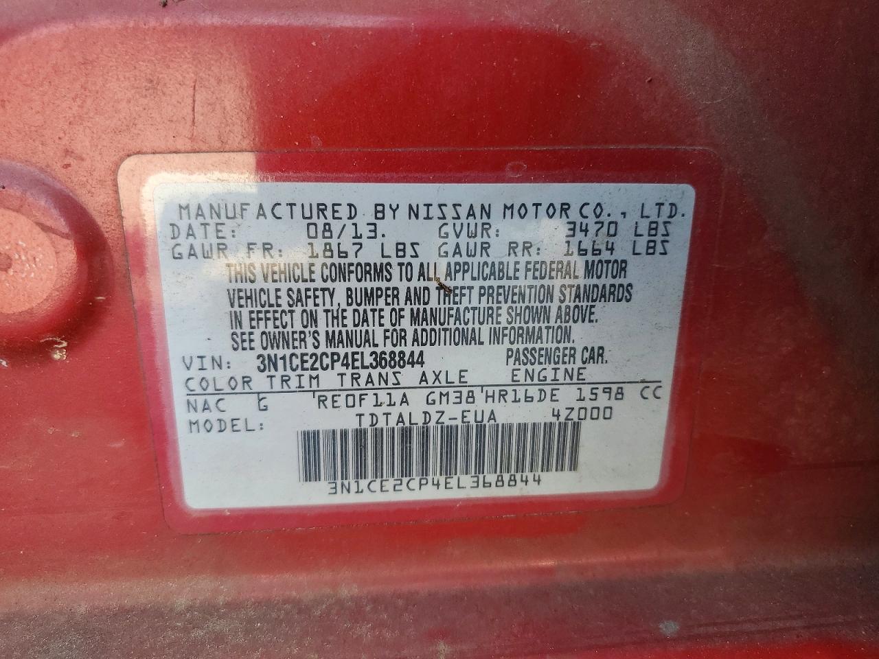 2014 NISSAN VERSA NOTE S photo 14