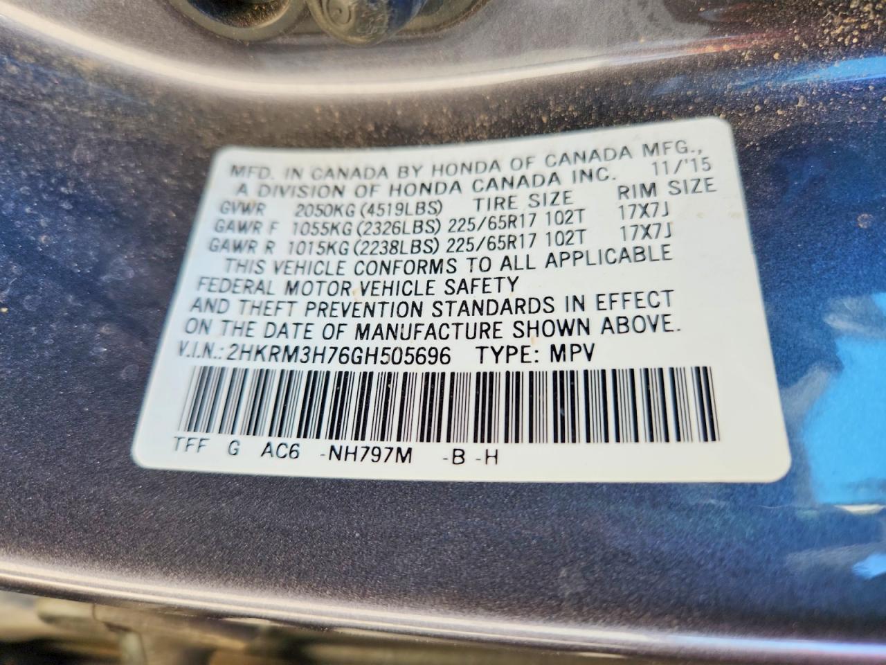 2016 HONDA CR-V EXL photo 25