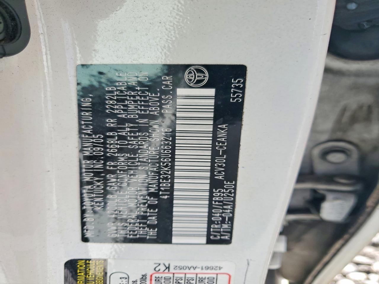 2006 TOYOTA CAMRY LE photo 23