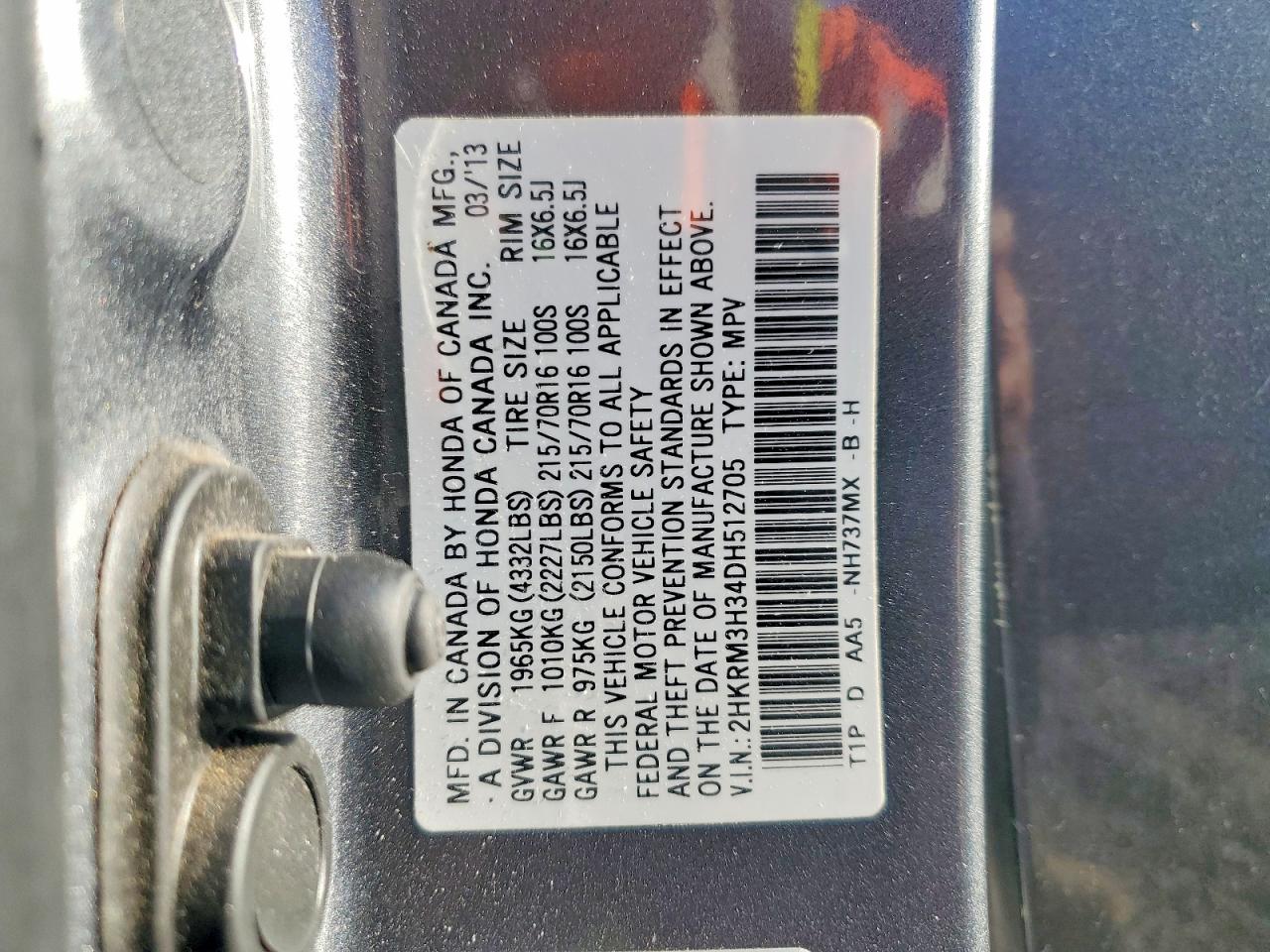 2013 HONDA CR-V LX photo 13