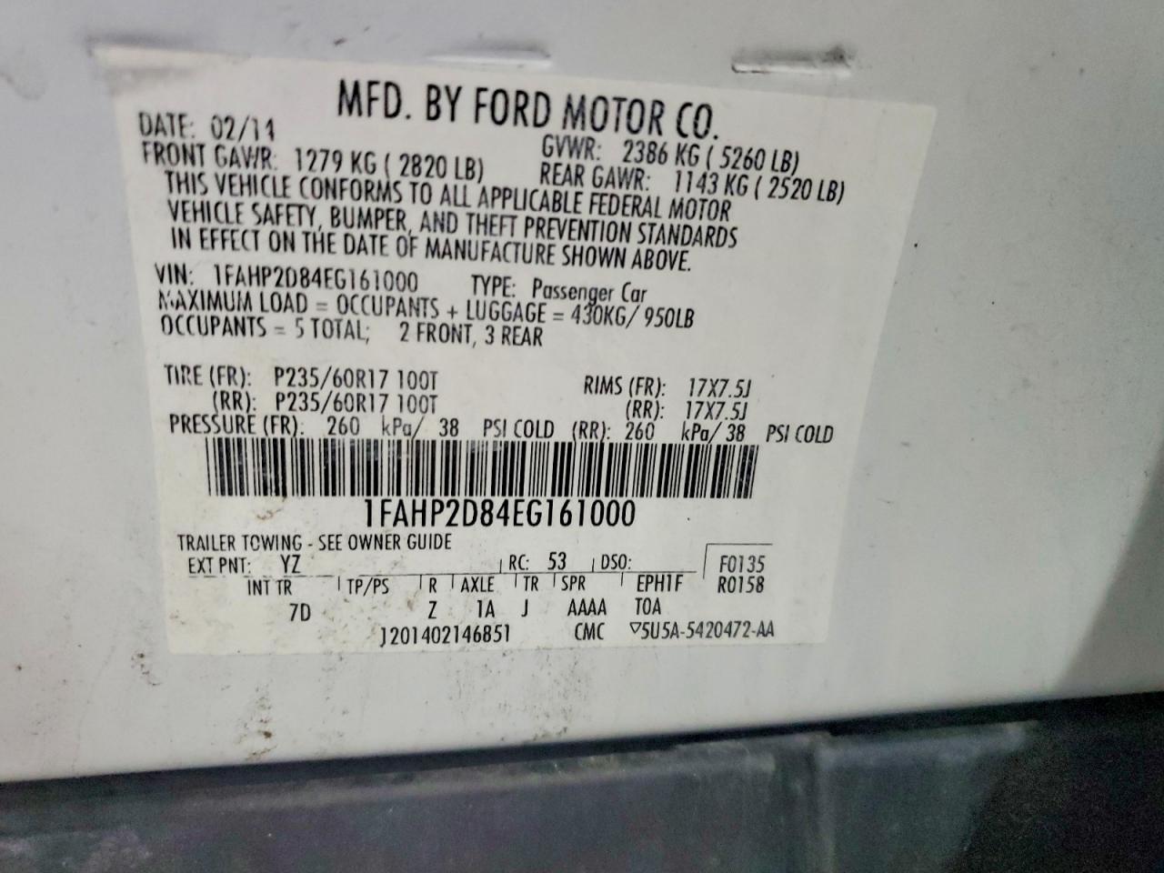 2014 FORD TAURUS SE photo 23